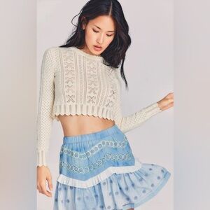 LoveShackFancy Sinfonia Cropped Pullover in Cream